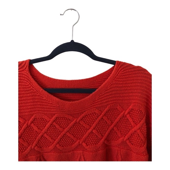 Talbots Long Sleeve Anchors Nautical Cable-Knit Sweater Women's Plus 1X Orange - Picture 7 of 9
